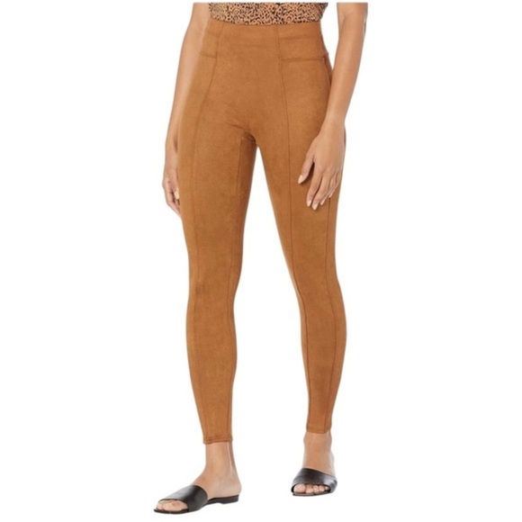 Spanx Faux Suede Leggings in Rich Caramel Size Large - Picture 1 of 9